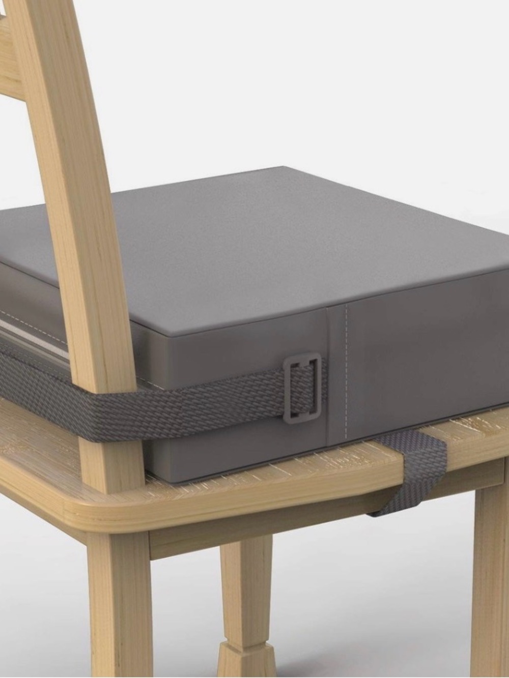 Gray Strap-On Chair Cushion with Non-Slip Fastening